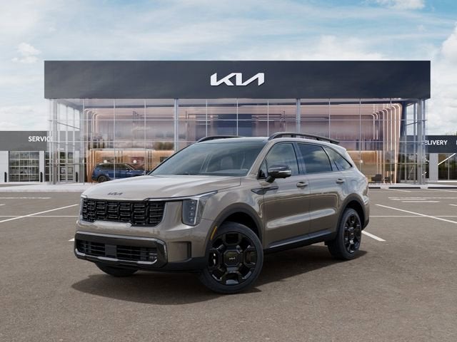 2026 Kia Sorento X-Line SX Prestige in Road Rider Brown — front three-quarter view