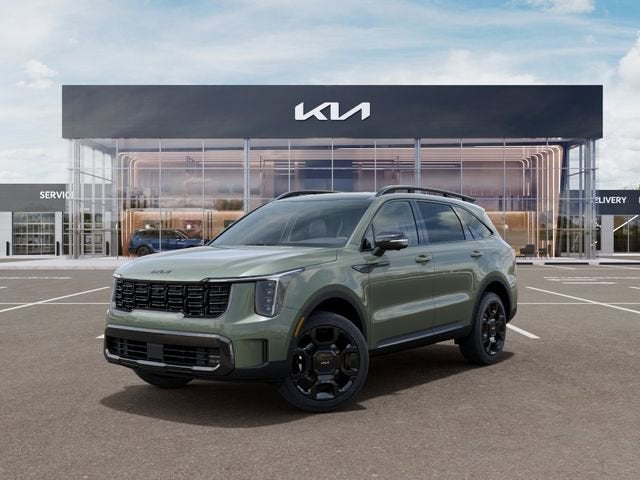 2026 Kia Sorento X-Line SX Prestige in Jungle Green — front three-quarter view