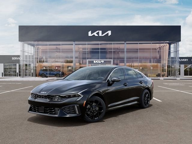 2026 Kia K5 GT-Line in Aurora Black Pearl — front three-quarter view